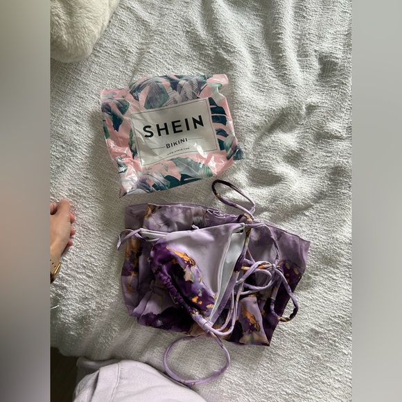 SHEIN 3pack Marble Print Halter Bikini Swimsuit With Cover Up small - Picture 5 of 6